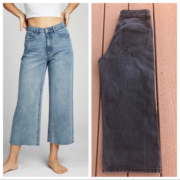 Cotton On Denim - Cotton On High Rise Wide Leg Cropped Jean Grey 6